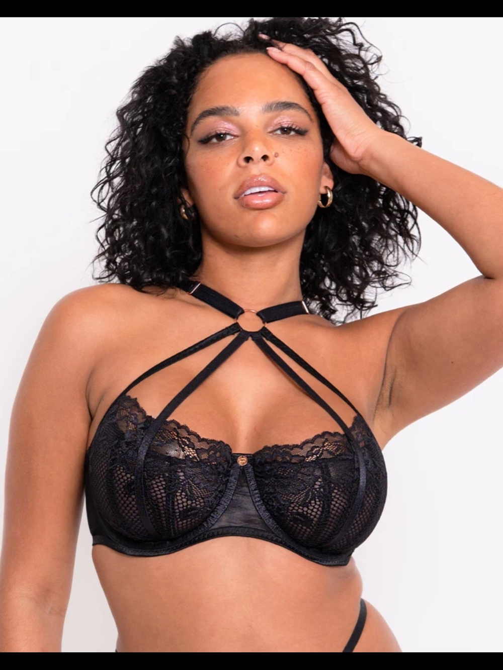 Scantily by Curvy Kate Centrepiece Black Lace Half Cup Bra NWOT UK36GG / 36J